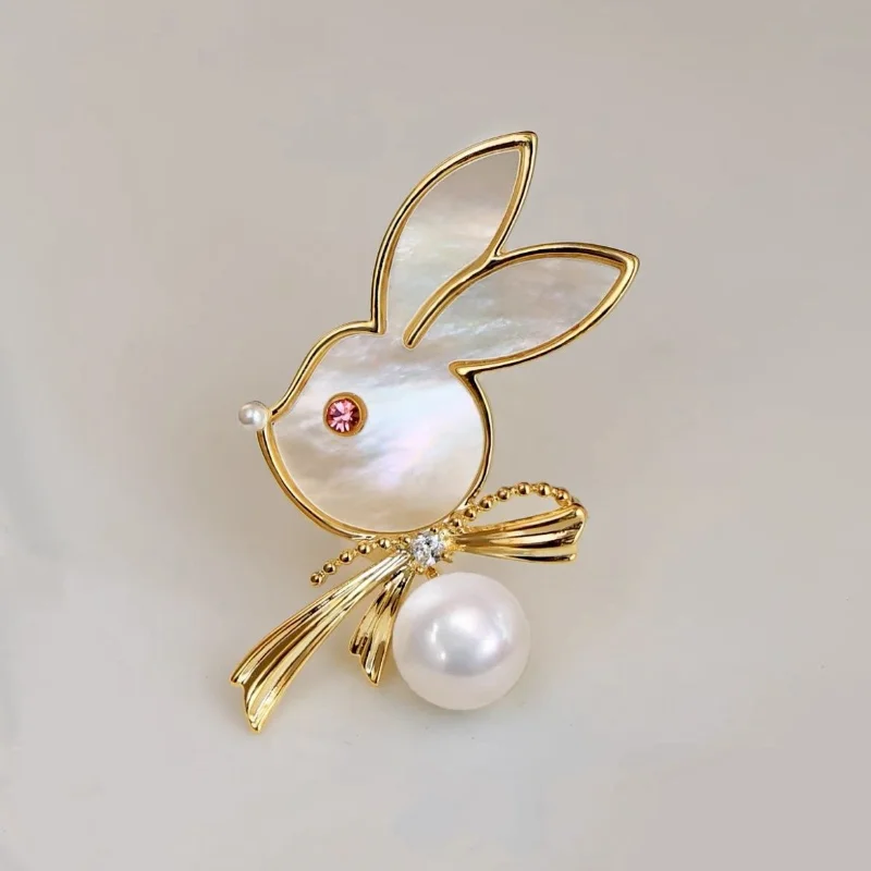 Cute Creative Little Rabbit Hair Pin Pearl Fritillaria Light Color Series Tiara Hair Jewelry Sweater Coat Hair Accessories