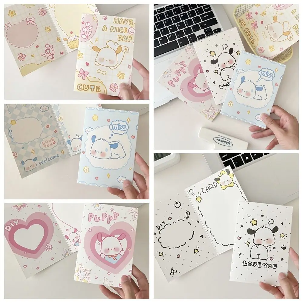 10pcs Paper Greeting Card Paper Material Fold Card Cute Small Card Packaging Fold Dog Decorate Cartoon Folding Cards Message