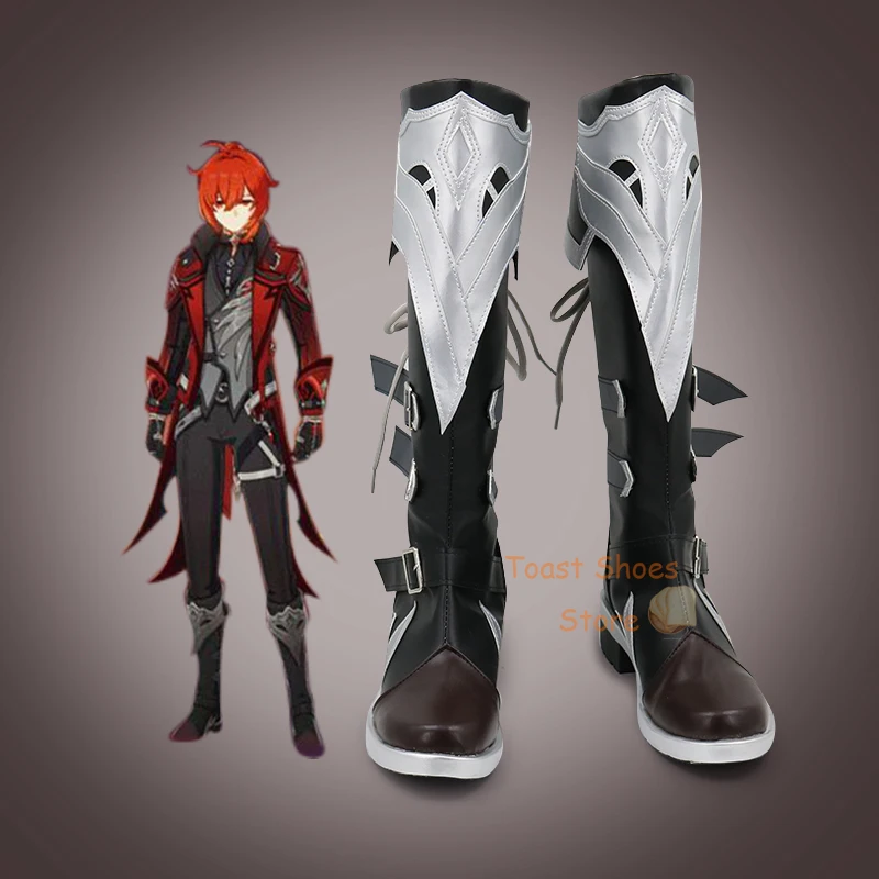 Game Cosplay Comic Anime Game for Con Halloween Party Cosplay Costume Prop Genshin Impact Diluc New Skin Shoes