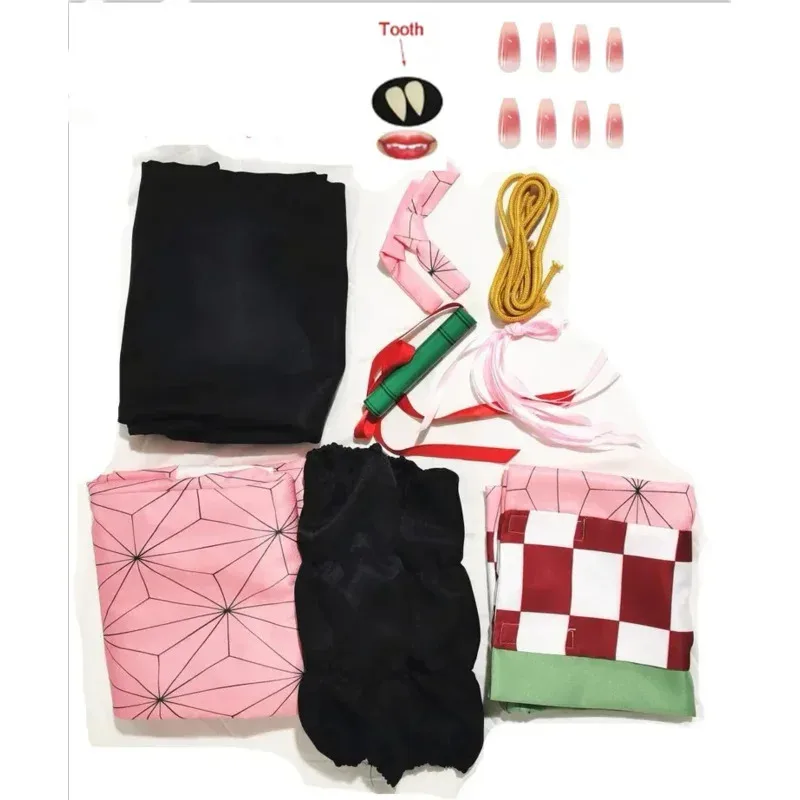 2025 New Cosplay Anime Demon Slayers Kimono Kimetsu No Yaiba Kamado Nezuko Costume Wig Uniform Hallwee ★☆★