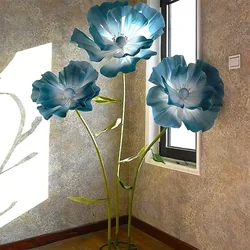 Large Wedding Decor Props Artificial Flowers Poppy Flowers Window Display Garden Decoration Photography Prop Stage Ornament 1.7m