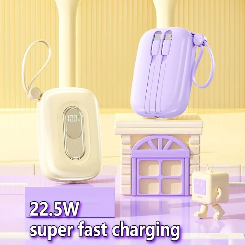 

20000 мАч Power Bank PD22.5W Двойной кабель Быстрая зарядка Powerbank Портативное внешнее зарядное устройство для Iphone Huawei
