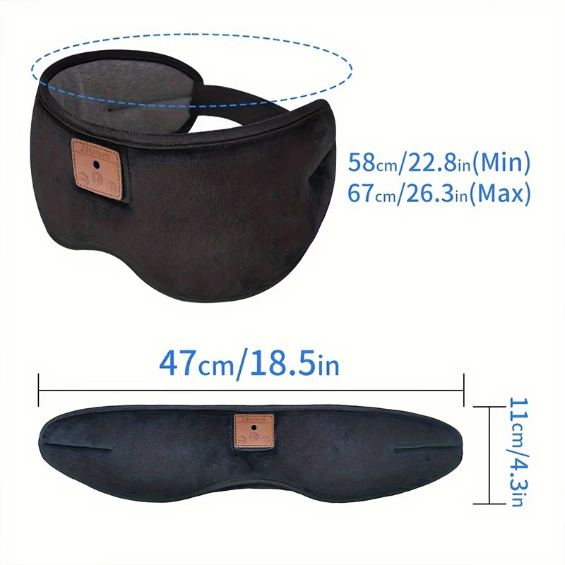 سماعات بلوتوث للنوم، قناع العين، تشغيل الموسيقى، سماعة رأس ناعمة ومريحة، سماعات نوم للموسيقى لهاتف آيفون وشاومي