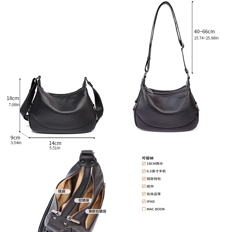2026 Women Genuine Leather Simple Solid Color Crossbody Bag Lightweight Small Phone Shoulder Bag Luxury Designer Messenger Bag