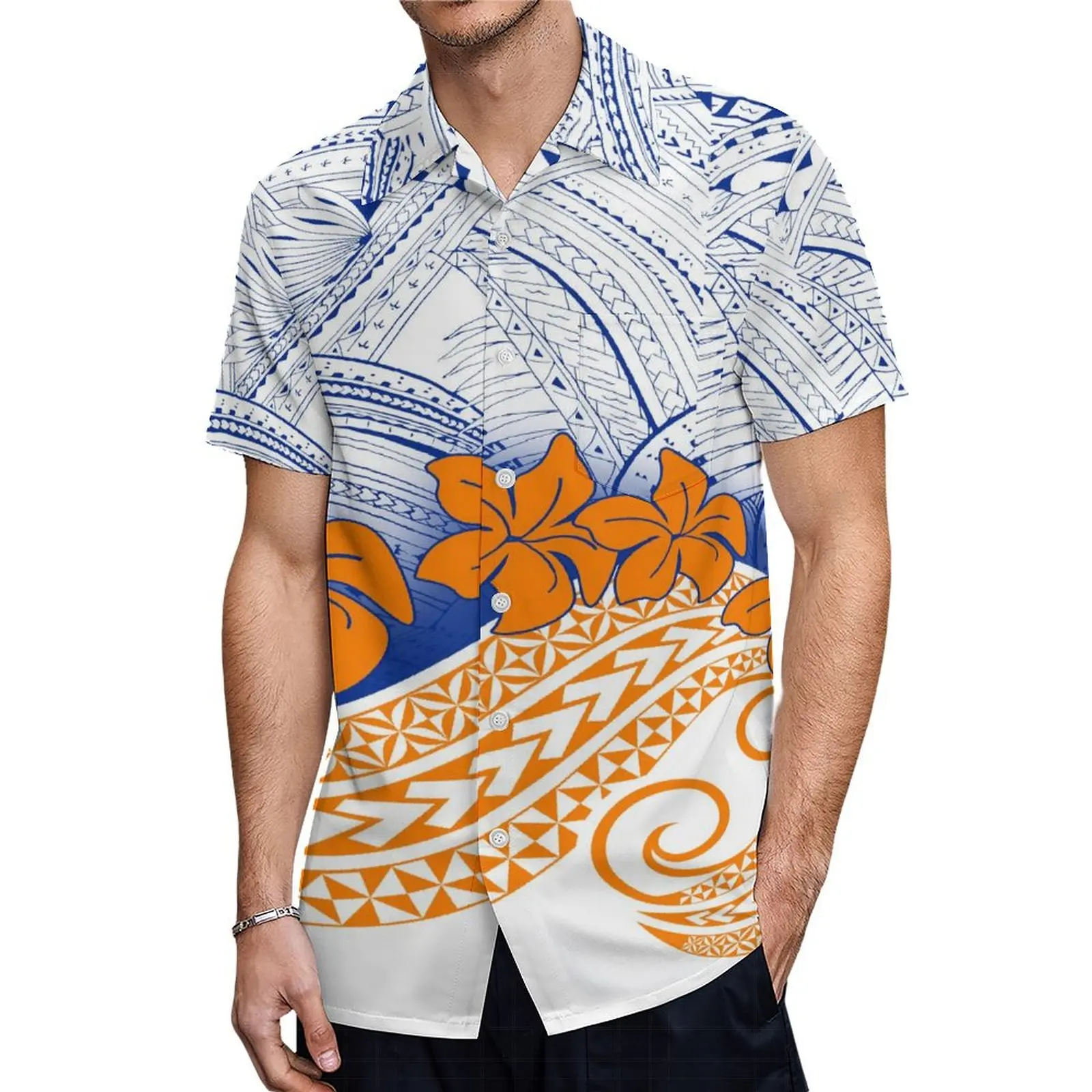 Fiji Island Style Custom Temperament Mermaid Dress Slim Sexy Long Skirt Summer Men'S Shirt Polynesian Couple Suit