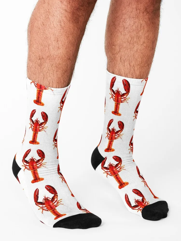 Red Lobster - Full Body Seafood Art Socks Stockings aesthetic Antiskid soccer Running Boy Socks Women's