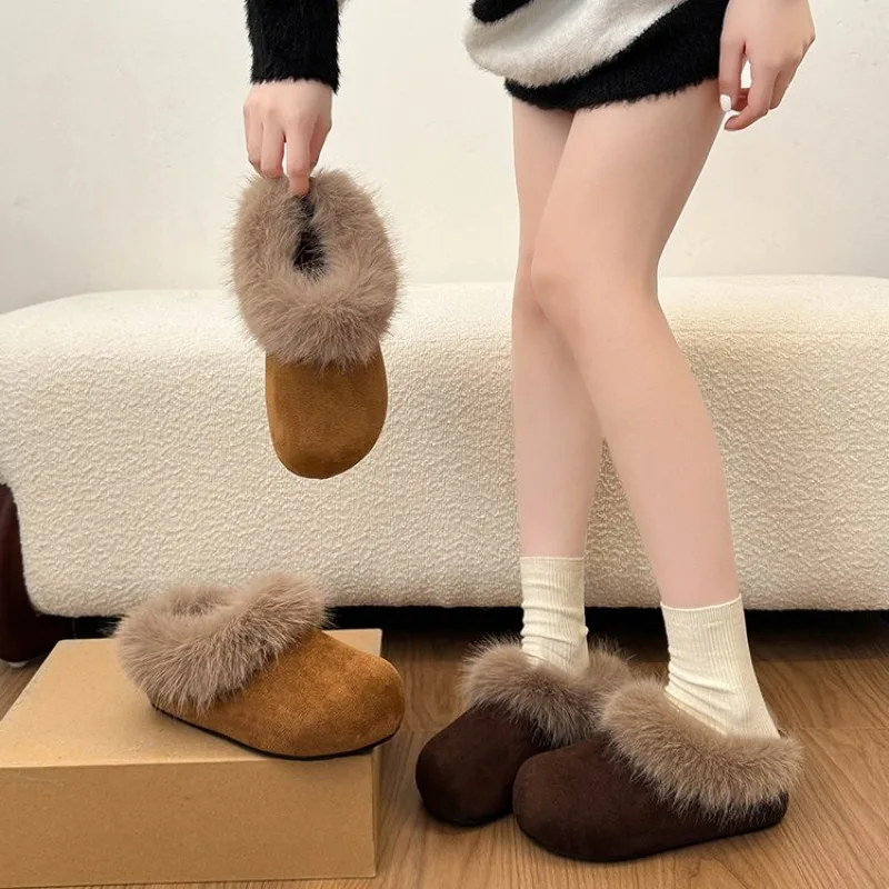 Hot Seller 2026 Women's Shoes Platform Loafers With Fur Increas Height New Slip-on Winter Snow Boots Shearling Internal Womens