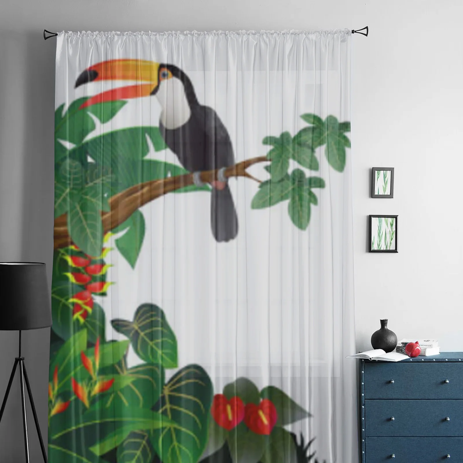 Toucan Bird Sheer Curtains For Living Room Kids Bedroom Tulle Curtains Kitchen Window Treatment Drapes