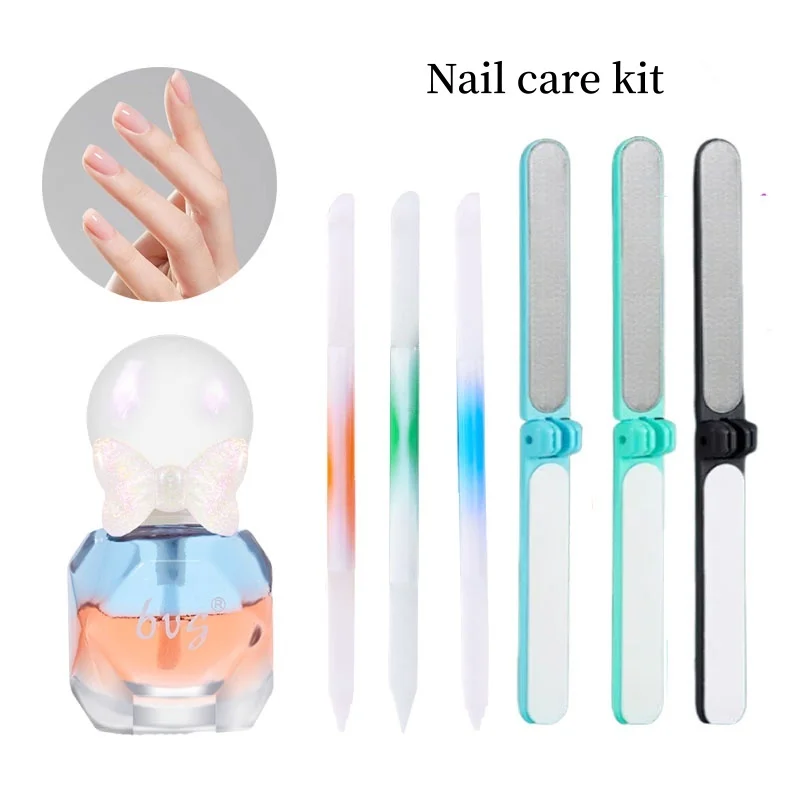 Double Headed Nano Glass Dead Skin Push Folding Dual Side Manicure Polishing Strip Cuticle Remover Tools Nails Nutrient Solution