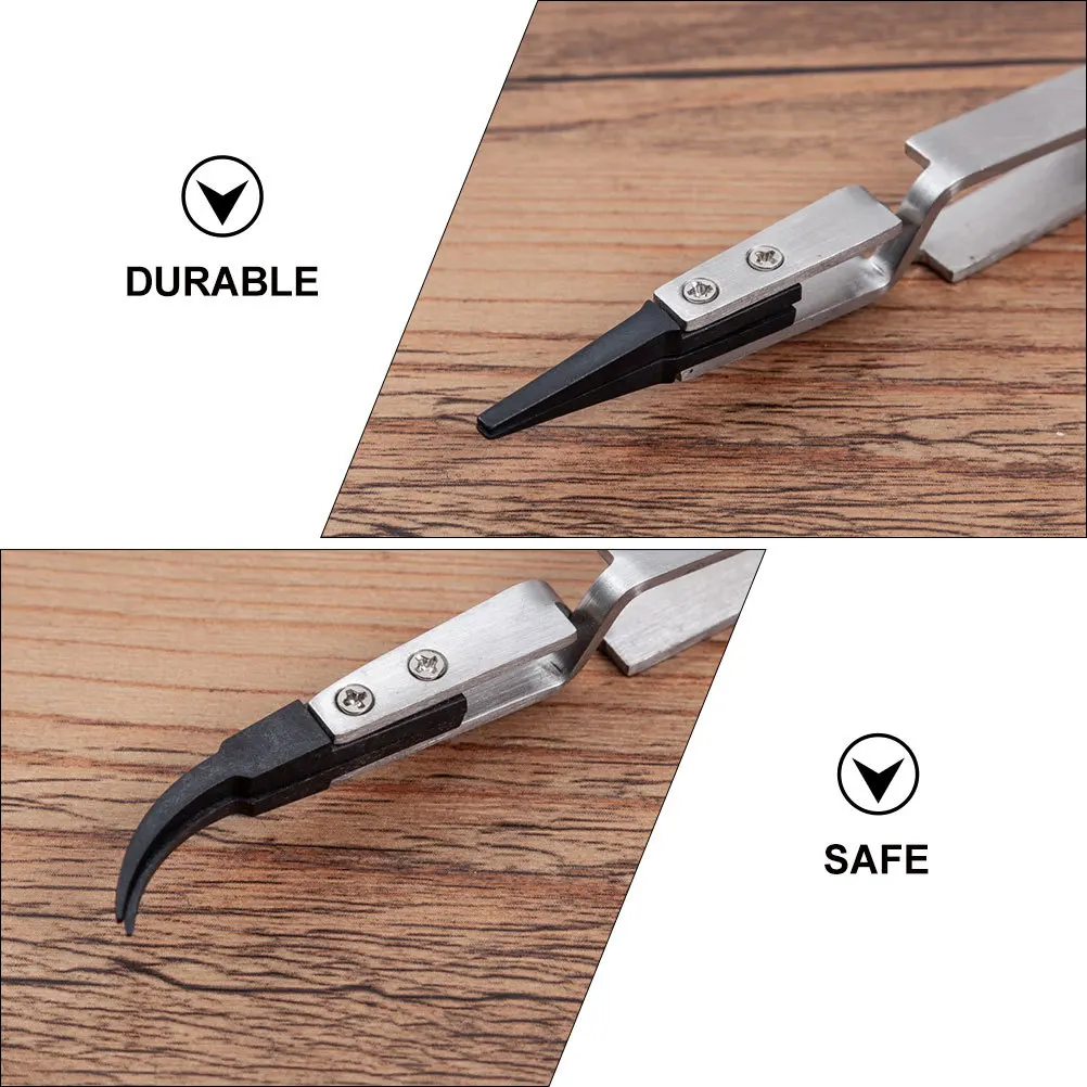 5pcs Precision Ceramic Tweezers Heat Resistant Non-Conductive Anti-Static Stainless Steel Handle For Electronics Repair