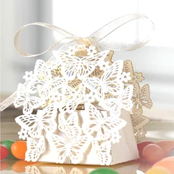 20Pcs Elegant Butterfly Candy Box Wedding Decoration  Valentines Day Gift Box Wedding Souvenir Supplies Baby Shower Cookie Bag