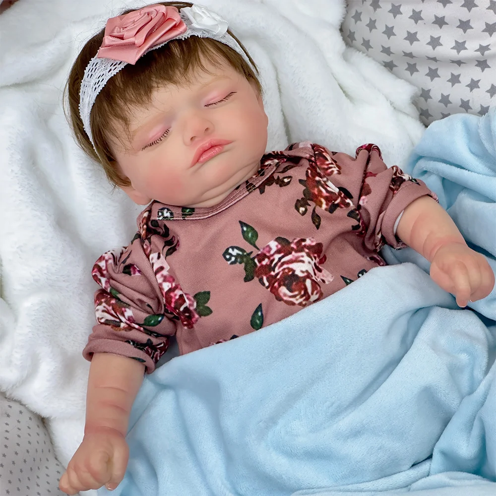 New 50cm Simulation Baby Soft Rubber Body/Cloth Body Reborn Doll Can Sit or Lie Down Doll Children's Holiday Gift W-001