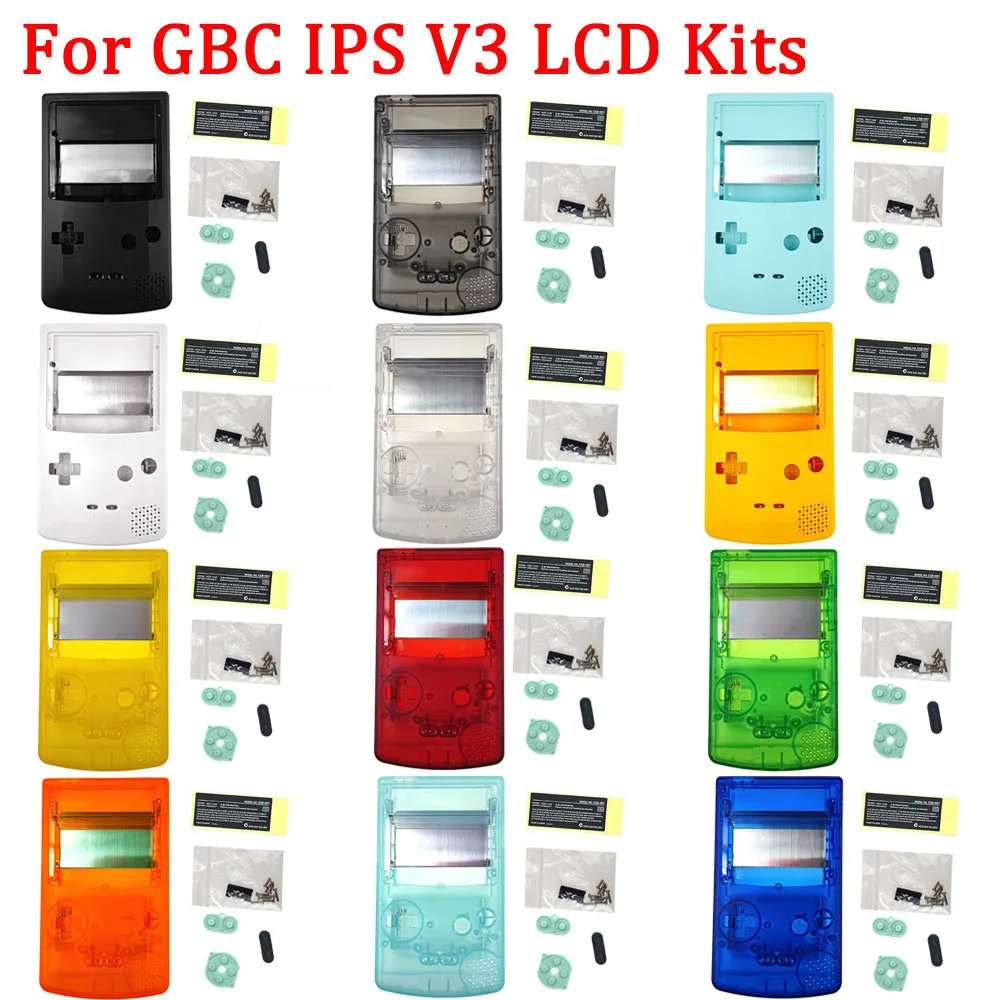 New IPS Housing shell for GBC IPS V3 LCD Laminated Screen Kits with Rubber Conductive Pads , customized shell for GameBoy Color