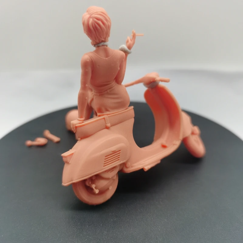 1/24 Scale 75mm Motorcycle Girl Scene No Base Resin Figure Assemble Model Kit Unassembled Unpainted Statuettes Toys