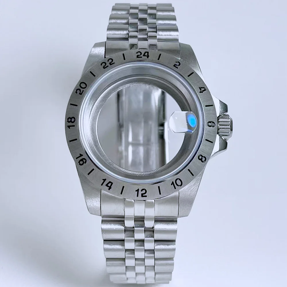 

Водонепроницаемый сапфир с твердым безелем 39,5 мм, в сочетании с механизмом GMT NH34 NH35, браслет со складной застежкой из нержавеющей стали с циферблатом 28,5 мм