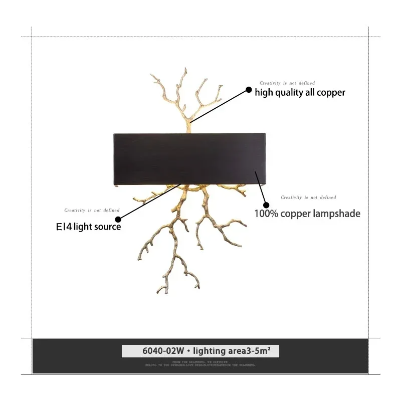 

Tree Branch Indoor Vintage Wall Lamp Black Sconces Fixture for Living Room Hallway Stairway Light Bedroom Decoration