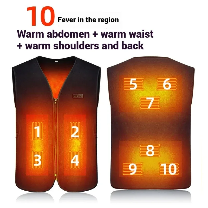 USB Mens Women Electric Heating Vest Intelligent Dual Control V Neck Clip Self Heating Jacket Winter Warm Charging Clothes