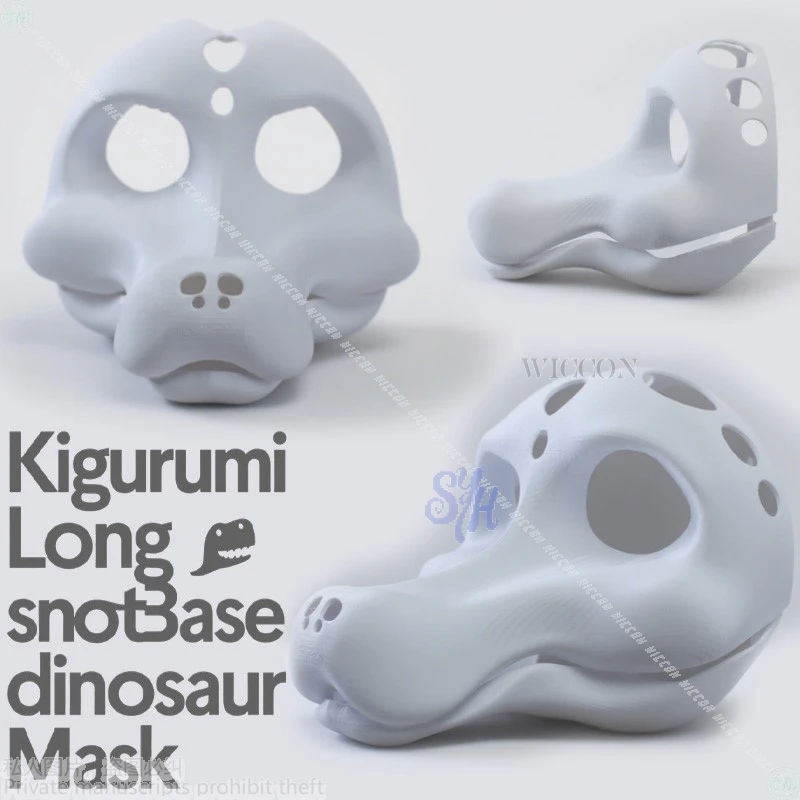 

Kigurumi Long Snout Base Dinosaur Mask Cosplay Furry Furrsuit Headbase 3D Polylactic Acid Bones Mask Accessories Halloween Cos