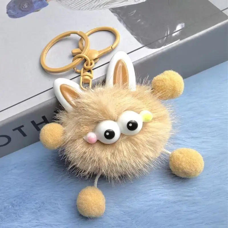 Imitation Mink Ears Elf Plush Cartoon Pendant Furry Cartoon Keychain Fur Ball Couple Bestie Gift Keychain Bag Charms Accessories