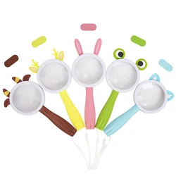 Children's Magnifier 5x-10X Handheld Non-slip Magnifier Cute Cartoon Animal Magnifying Glass Science Education Experiment Toys