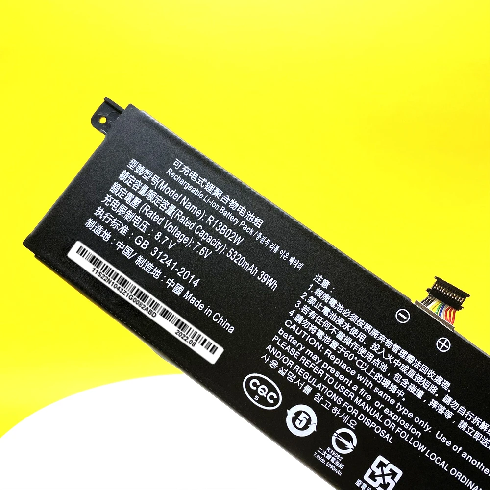 Batterie d'ordinateur portable pour Xiaomi Mi Air, R13B01W, série 13.3 ", R13B02W, batterie de tablette PC, 7.6V, 39WH, 5230mAh, haut, nouveau