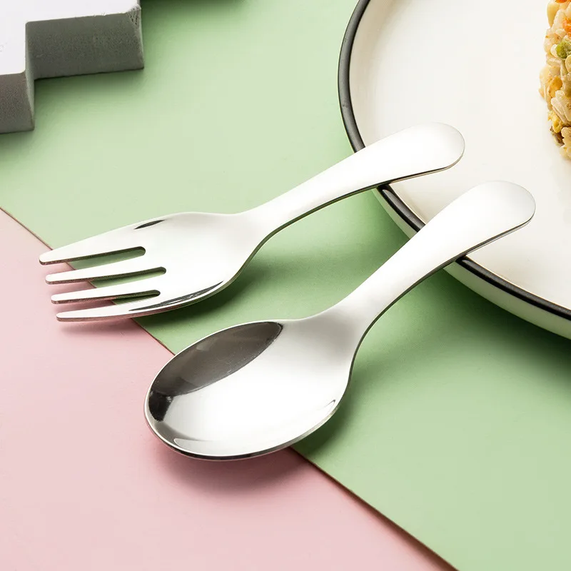 Outdoor Tourism 304 Stainless Steel Portable Tableware, CHILDREN'S Tableware, Dessert Tableware, Spoon and Fork Combination