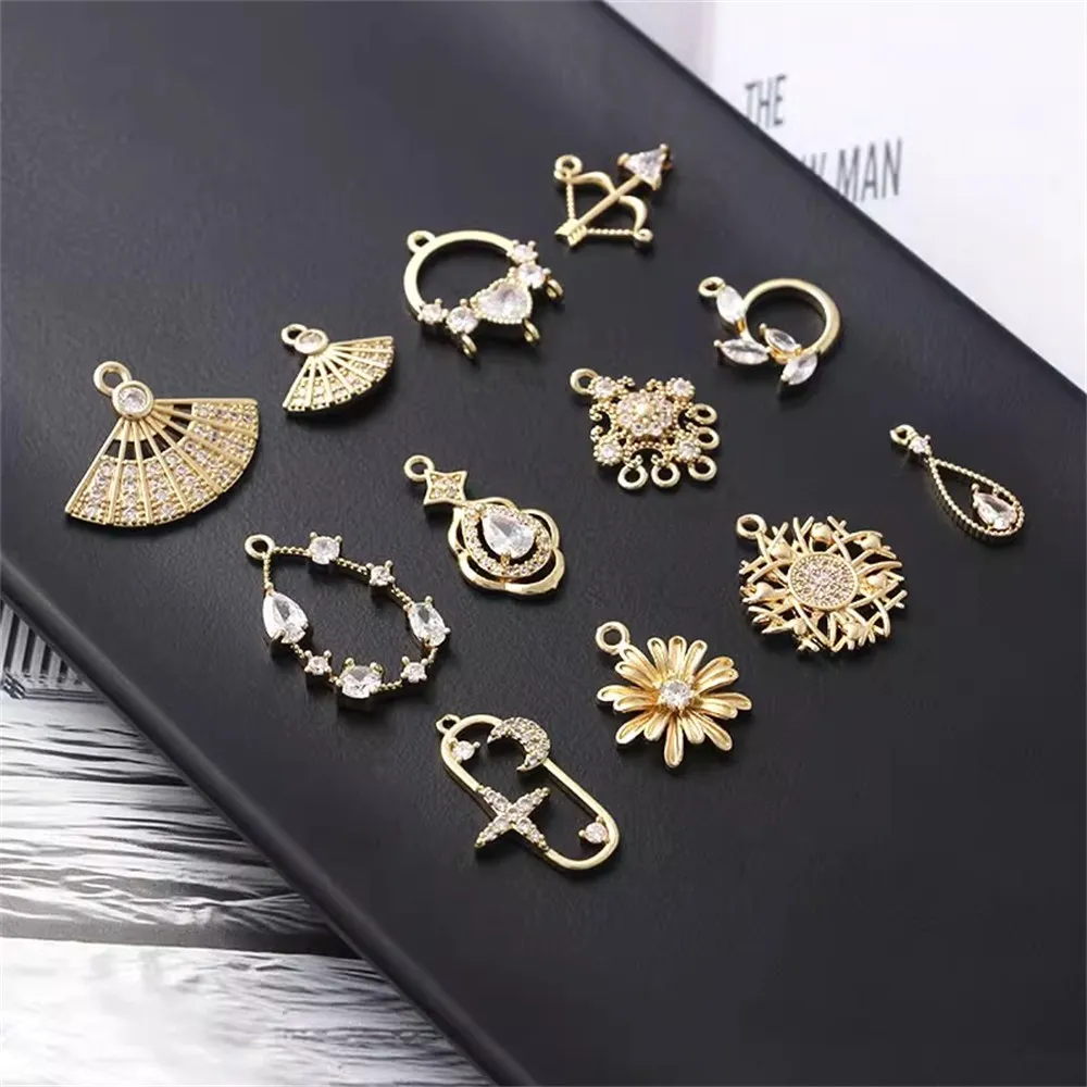 

Элегантный медный вентилятор, инкрустированный золотом, хризантема, бант, кулон в форме стрелки, ювелирные изделия ручной работы, серьги, аксессуары, материалы