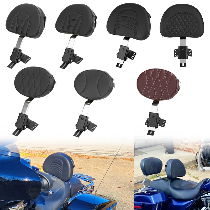 

Detachable Adjustable Motorcycle Backrest For 1997-2022 Harley Electra/Road/Street Glide Road King One-Piece Slotted Seats