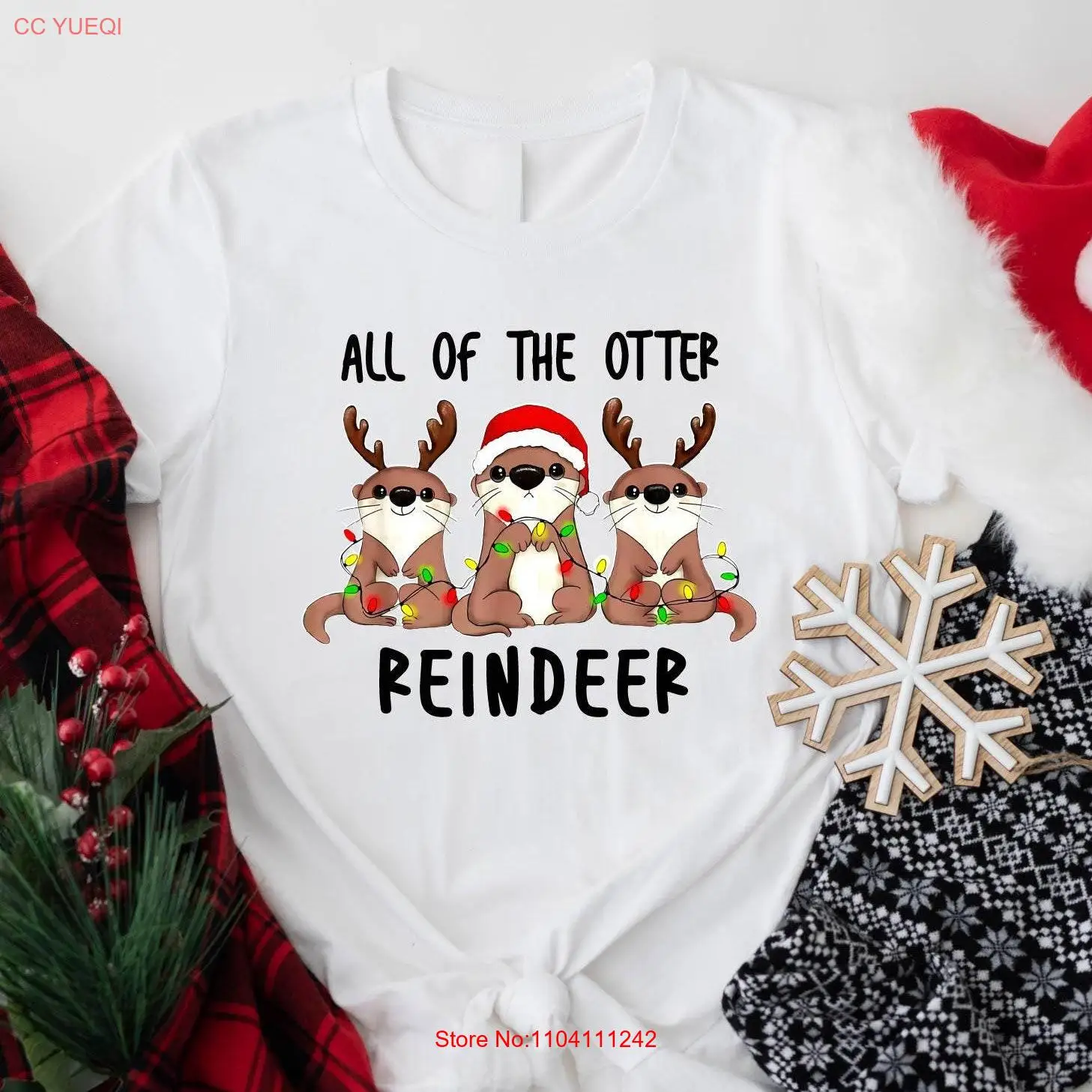 

Футболка All Of The Otter с оленями, рождественский светильник, любитель животных, праздник, зимний сезон, рождественская футболка с длинными или короткими рукавами для собак