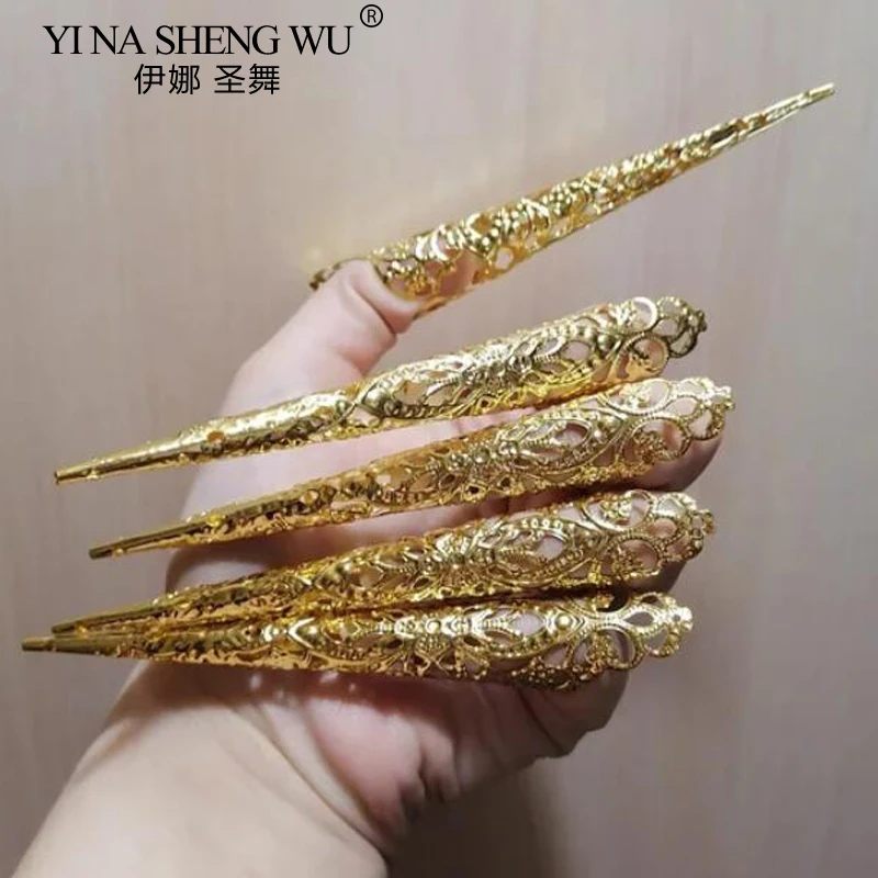 Buikdans Pauw Valse Nail Dance Indian Thai Gouden Vinger Sieraden Voor Buikdansen Finger Cot Kostuums Accessorie