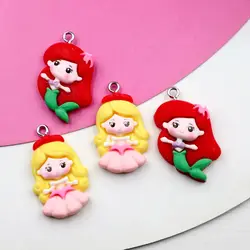 10PCS Cartoon Princess Resin Pendant Fashionable Colorful Shining Kawaii DIY Necklace Earrings Bracelet Keychain Accessories S85