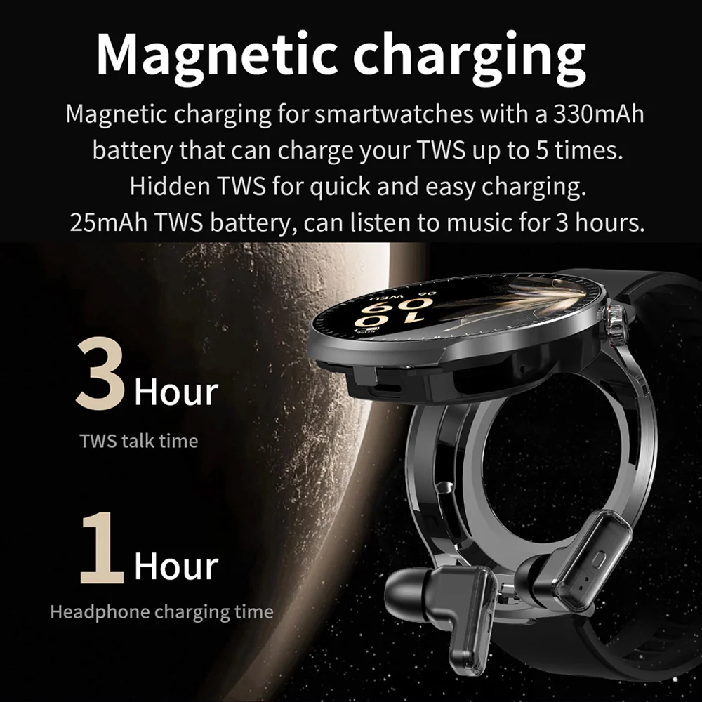 Nieuw 2-in-1 smartwatch met hoofdtelefoon TWS Bluetooth-hoofdtelefoon professionele waterdichte hartslag bloedzuurstofmonitor sporthorloge