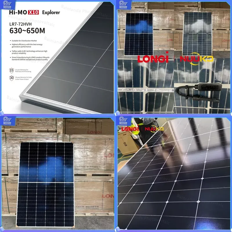 650W 670W N Type HJT Solar Panel Single Glass PV Module High Efficiency Bifacial Solar Panel for Residential Commercial Use