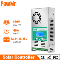 PowMr MPPT 60A Solar Charge Controller Solar Panels Regulator 12V 24V 36V 48V Auto Max PV 160VDC for Lead Acid Lithium Battery