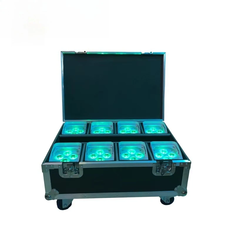 

DJ Stage Lighting 4X18W 6in1 RGBAW UV Battery Wireless WIFI DMX LED Par Light With 8in1 Charging Flight Cas