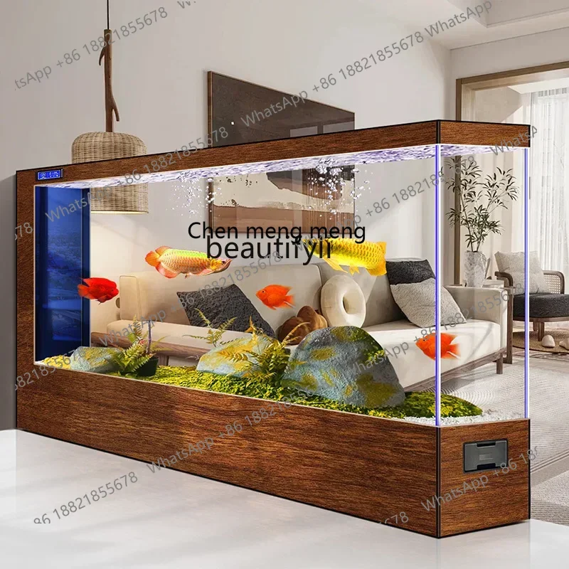 

X large fish tank living room aquarium light luxury screen floor ultra-white glass ecology