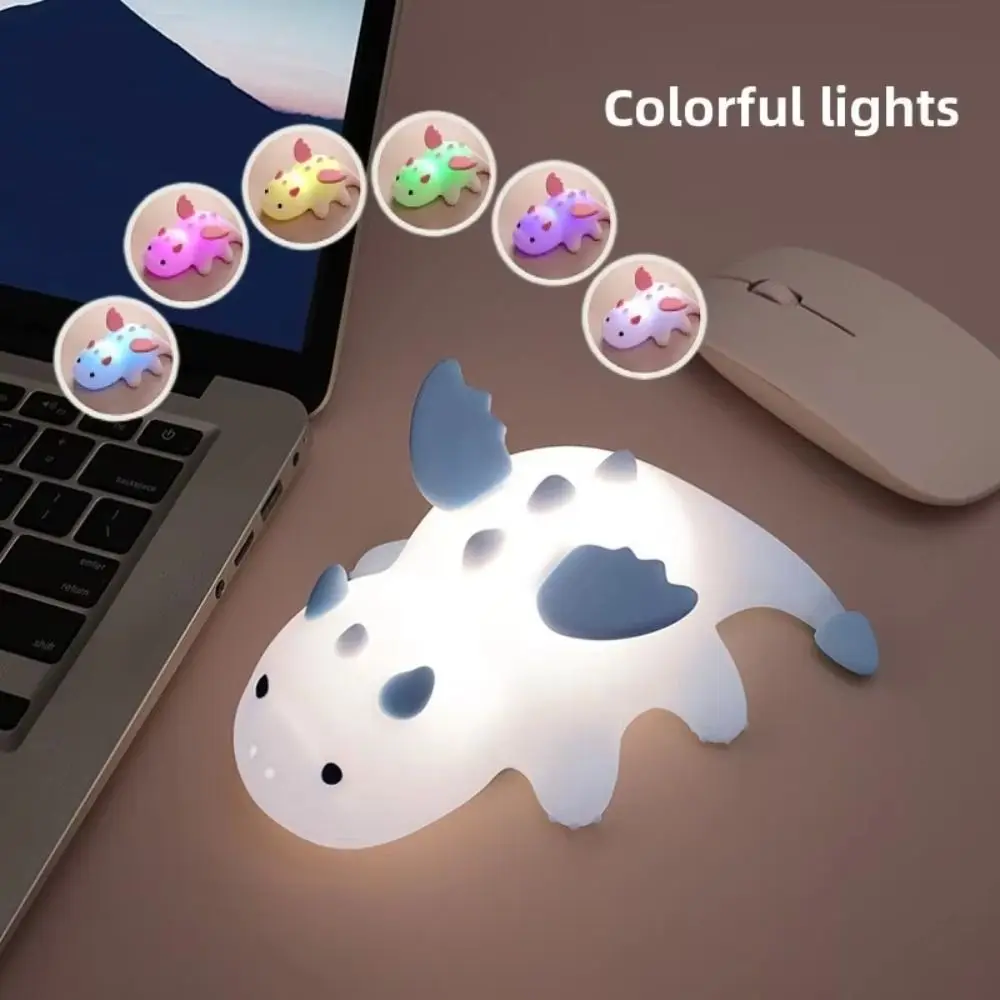 7 cores dragão luz noturna base magnética sensor de toque silicone luz noturna 3 modos função temporizador luz noturna regulável