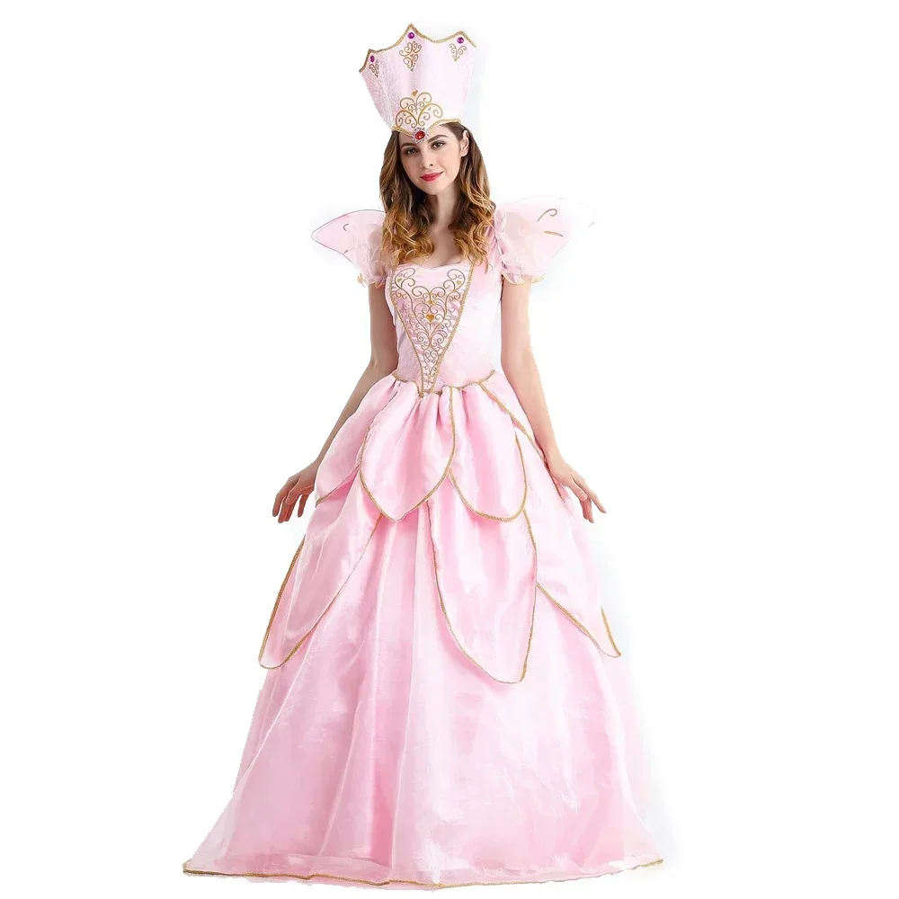 

Dressing Up In Halloween Fashion Pink Princess Women Costume Adult Fancy Dress