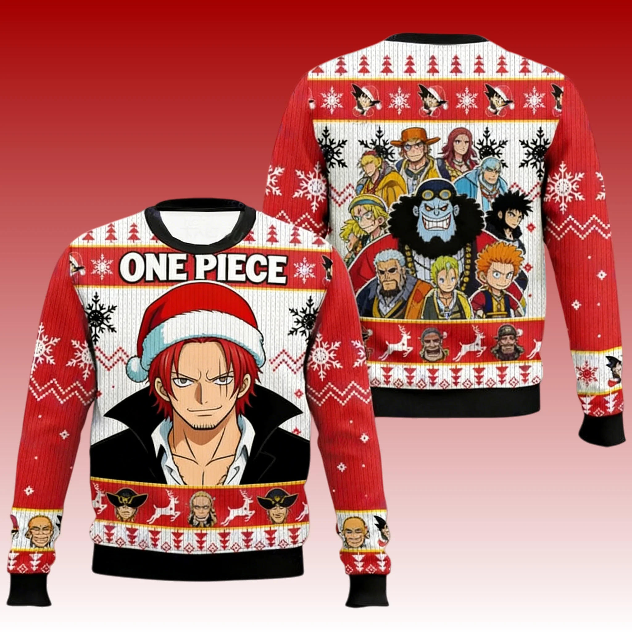 

New Sweater Japanese Anime Luffy Zoro Bandai One Piece 3D Hoodie, Christmas Jersey, Round-neck Shirt for Men and Children Sports