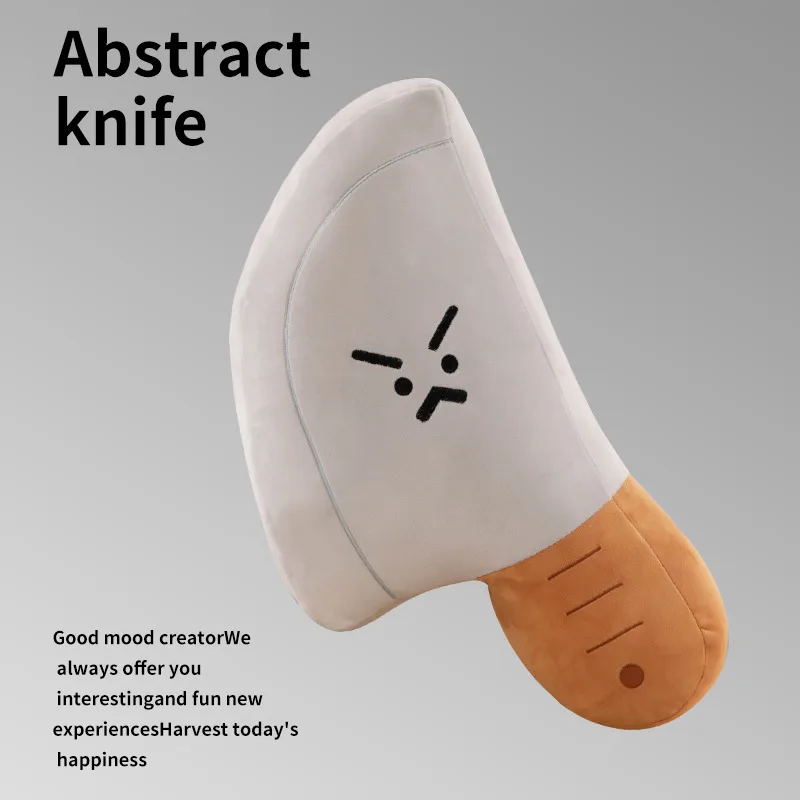 Cute Angry Expression Knife Plush Pillow Soft Abstract Cleaver Shaped Stuffed Toy Funny Creative Throw Pillow Birthday Gift
