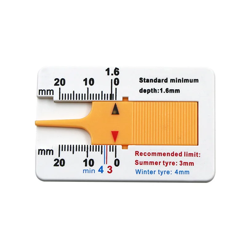 Plastic Tire Pattern Ruler Scale Clear Portable Durable Creative Tire Pattern Depth Ruler Vernier Depth Caliper 0-20mm