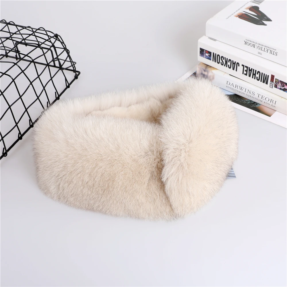 Women\'s Winter Warm Real Fox Fur Scarf Scarves Rex Rabbit Lining Neck Warmer Snood Ring Cowl Scarf Lovely Neckcheif Mufflers