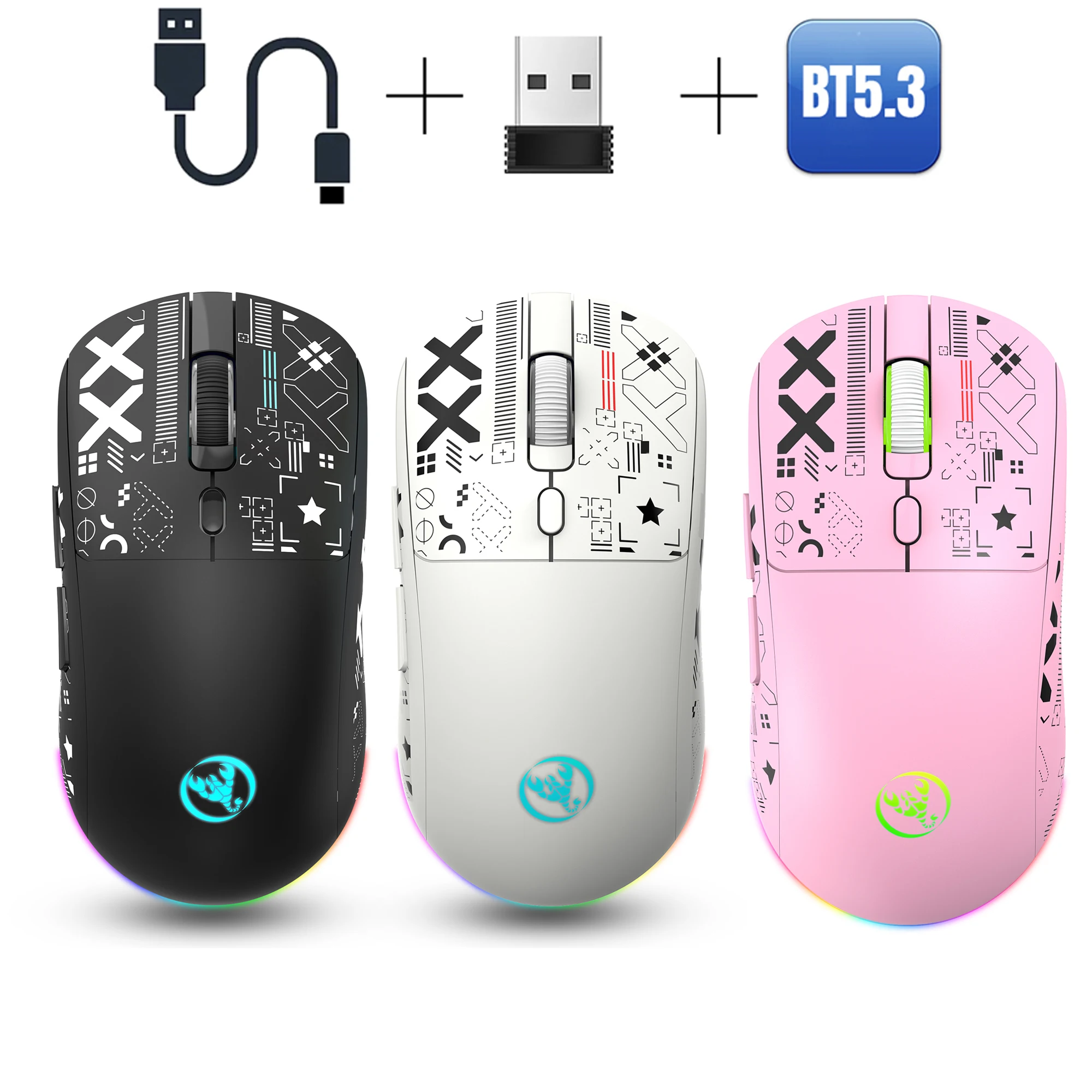 

Triple-Mode Wireless Gaming Mouse High Precision RGB Ergonomic BT/2.4G/Wired