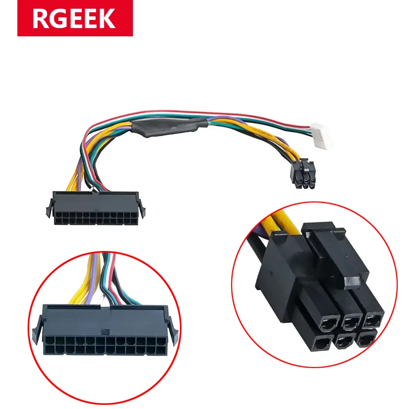 RGEEK 30cm 12 inch 24Pin to Dual 6Pin PCI-E Cord for HP Z220/Z230 Workstation ATX Main Power Adapter Cable
