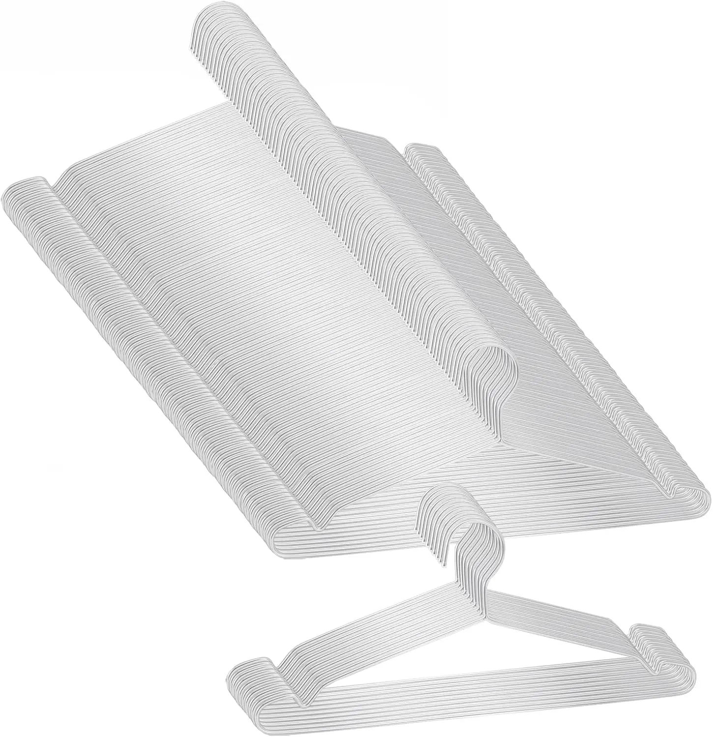 

Heavy Duty Stainless Steel Hangers 100 Pack - Ultra Thin Space Saving Wire Coat Hangers with Non-Slip Shoulders, 16.5 Inch