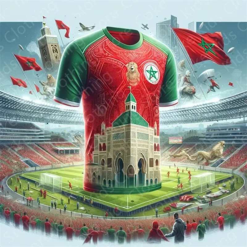 Men Women Kids Football jersey AI Morocco Football Fan Jersey Sportswear outdoor Short Sleeve T-shirt Oversized Training contest