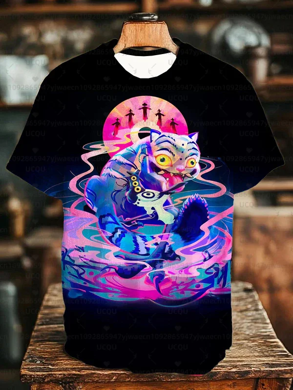 الوالدين والطفل قصيرة الأكمام لطيف Kpop شيطان الصيادين المحملة Harajuku عارضة أزياء الهالوين المحملة الأعلى تأثيري الملابس تي شيرت #2