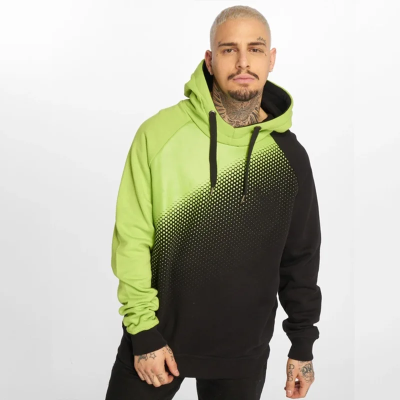 2021 New European and American Men's Color Contrast Sweater Long Sleeve Hoodie Football Fitness Training Casual Sportswear