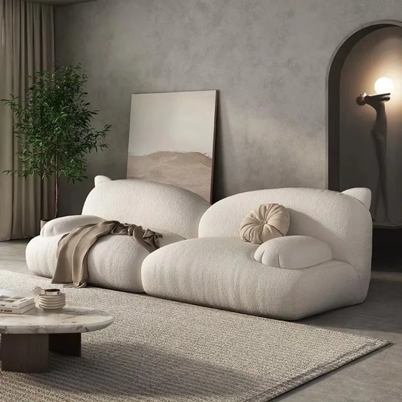 Family Living Room Bedroom Apartment Double Fabric Sofa Combination
