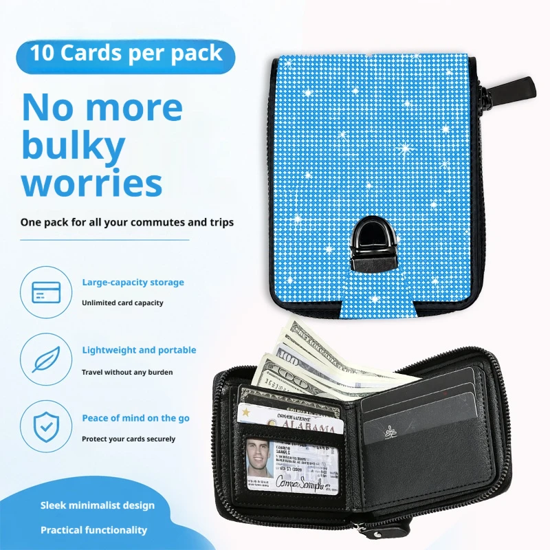 Women's Bling Diamond Wallet, Shiny Zipper Purse for Keys, Cards & Coins
